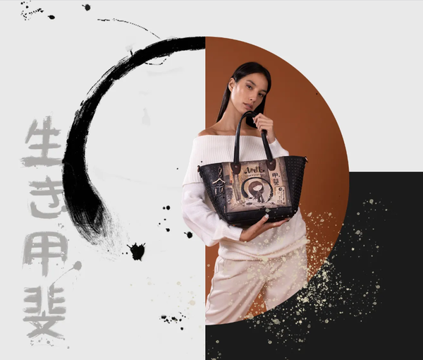 Anekke sac à main synthétique motifs japonais asiatique zen ying young - Anekke chez Balenzo maroquinerie et bagagerie à Rouen et Le Havre