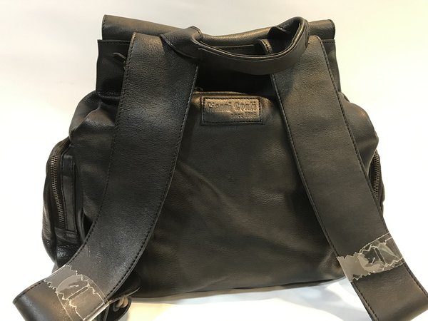 Gianni Conti sac à dos homme en cuir noir 472 2477, collection Vintage