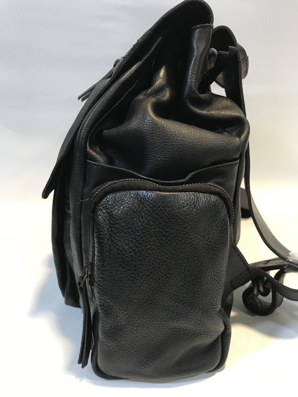 Gianni Conti sac à dos homme en cuir noir 472 2477, collection Vintage