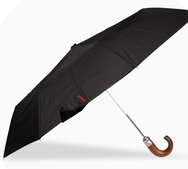 Isotoner parapluie pliant automaique ouverture et fermeture extra solide avec cross bois 09485